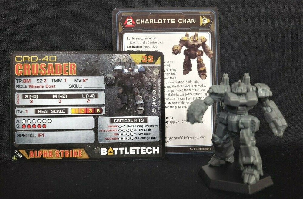 Battletech Crusader, Mech/ Pilot Cards - Catalyst Inner Sphere Direct Fire Lance
