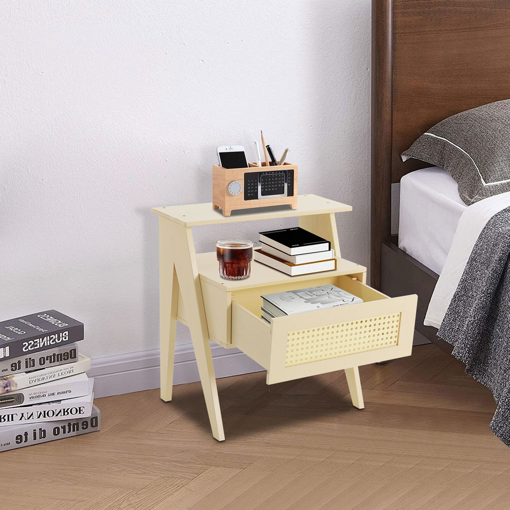 Bedside Table, Office Sofa Side Table Floorstanding Bedside Table With Drawer