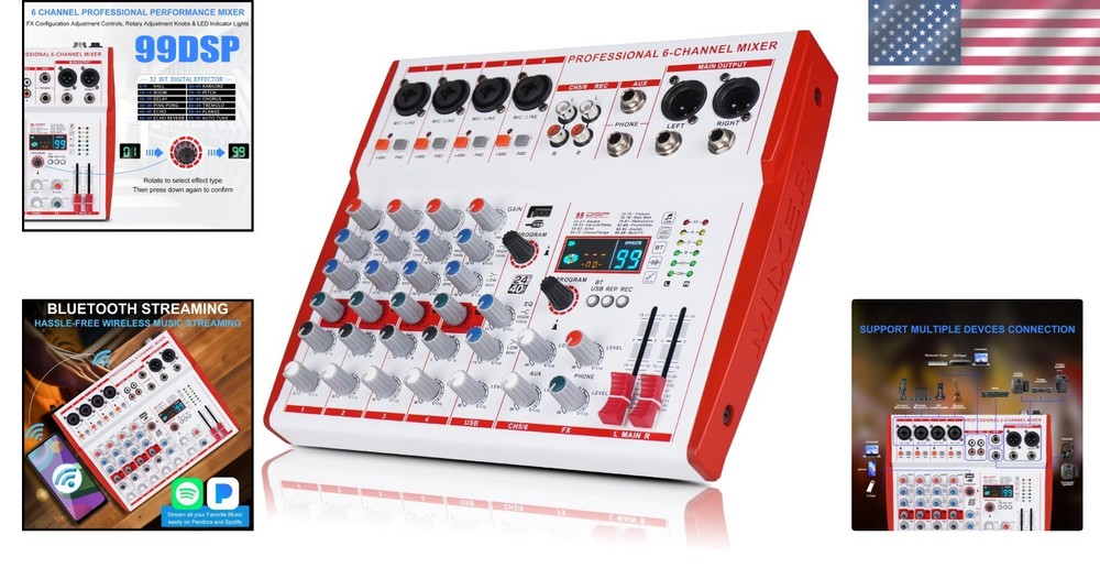 Portable DJ Mixer with 99 Effects for Live Streaming