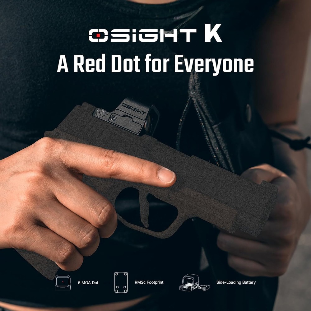 Osight K Micro Red Dot Sight, 6 MOA Open Reflex with RMSc/K Footprint Subcompact