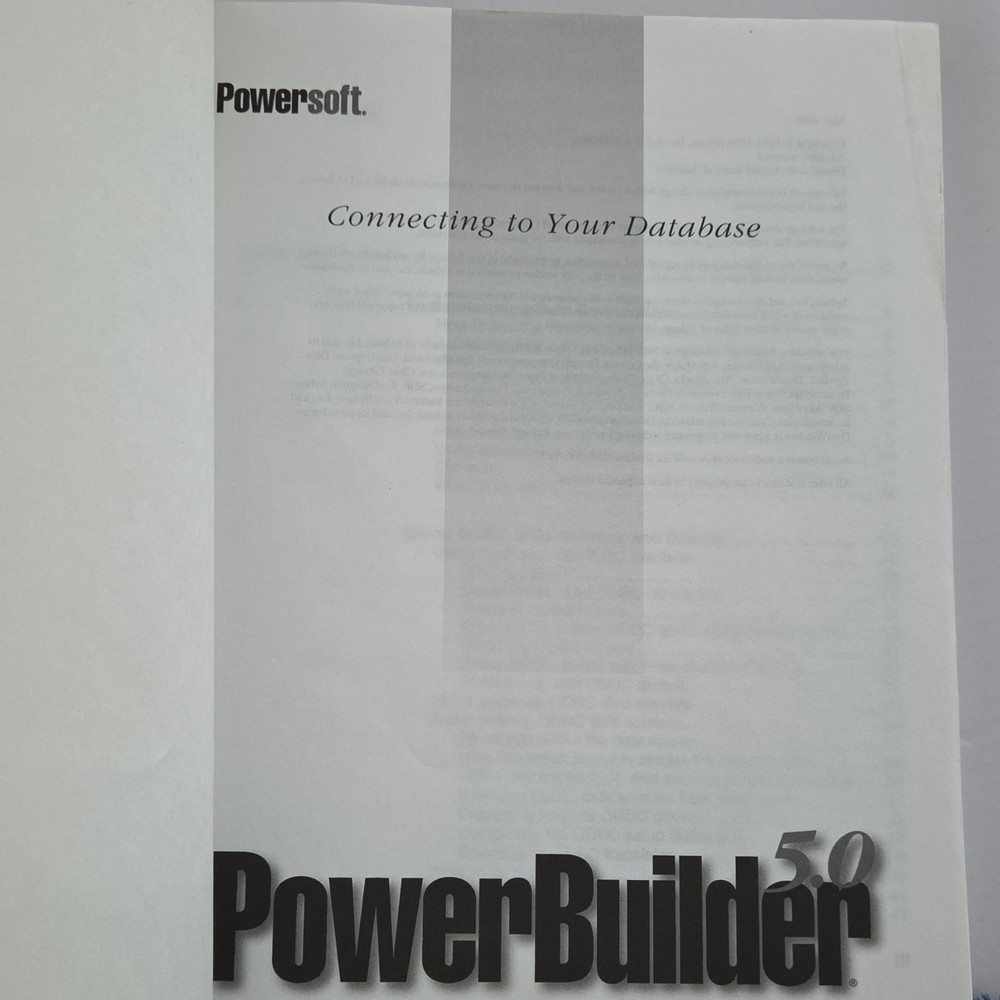 Powersoft PowerBuilder 5.0 Connecting to Your Database Manual