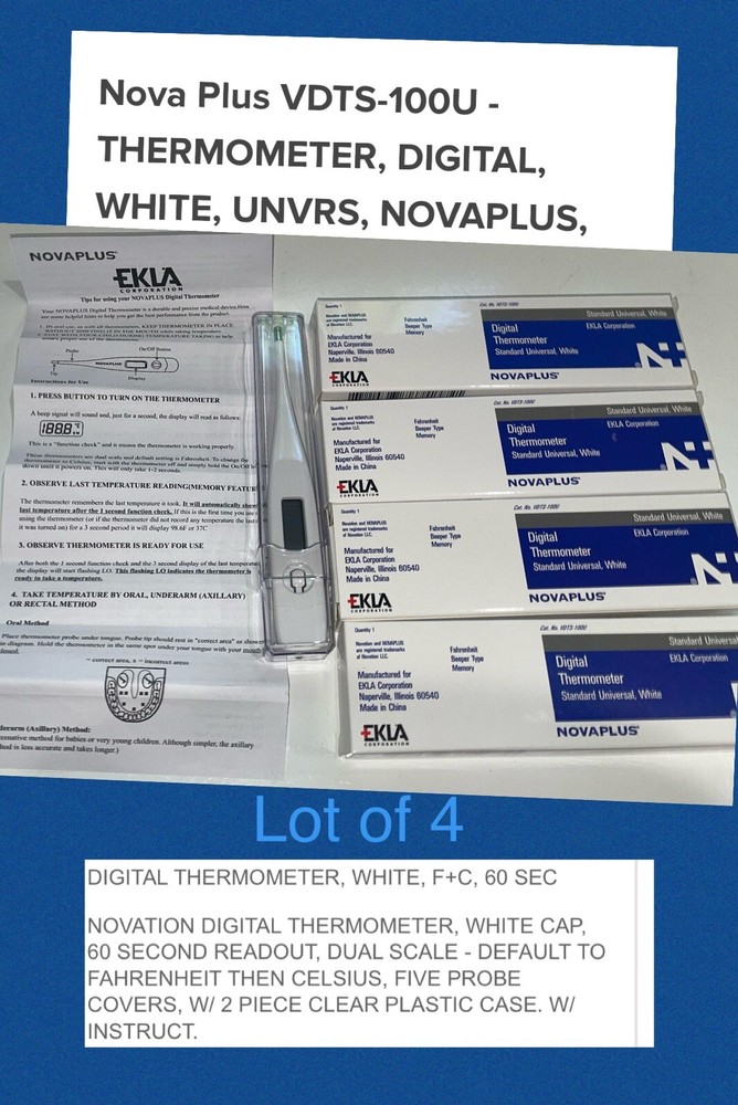 4 Digital Thermometers Novaplus Standard Universal White New VDTS-100U DualScale
