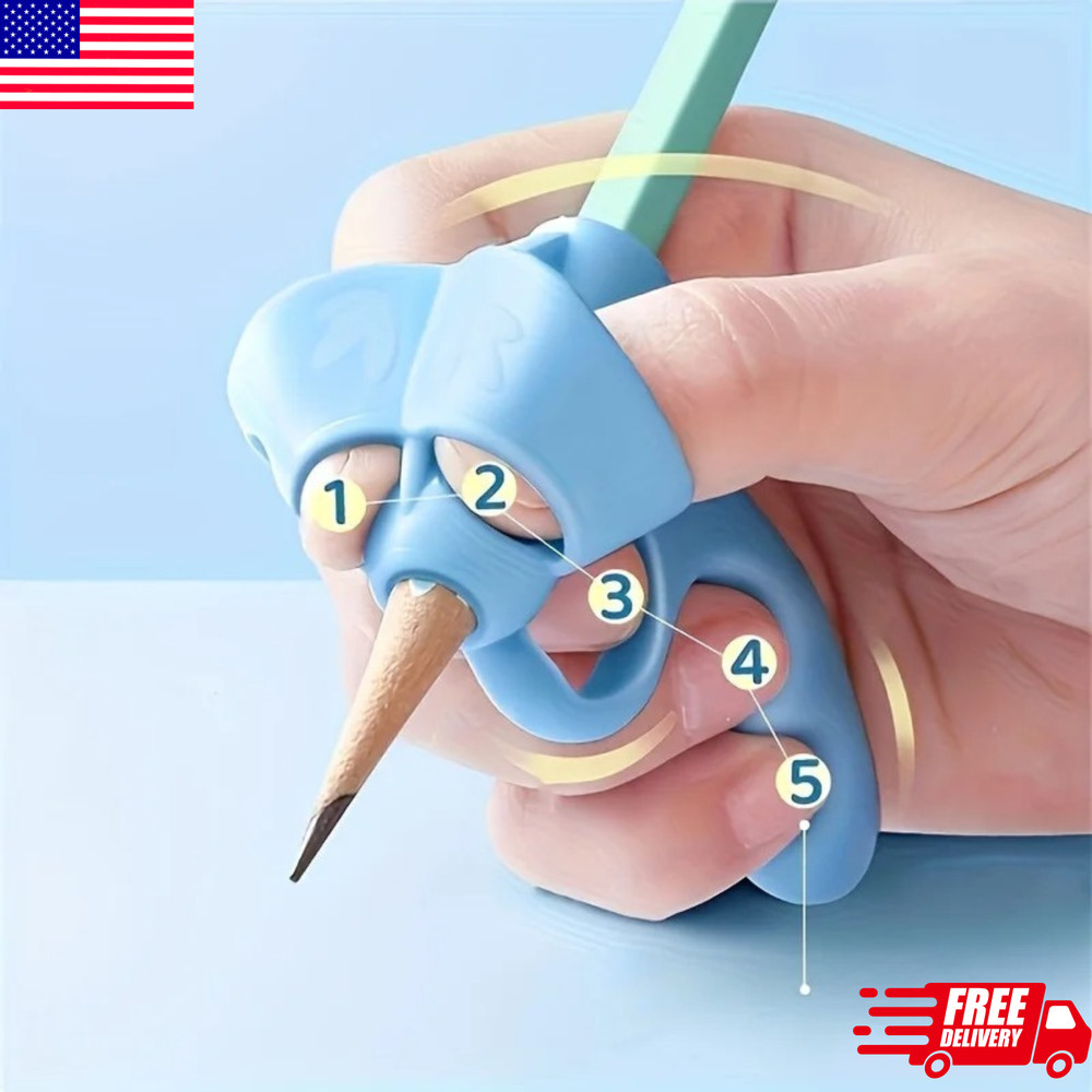 4x Soft Rubber Pen Grip Corrector Writing Aid Posture Trainer Handwriting Tool