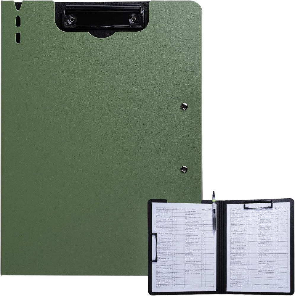 A4 Foldable Clipboard with Double Clips Pen Holder 360° Work Folder Green