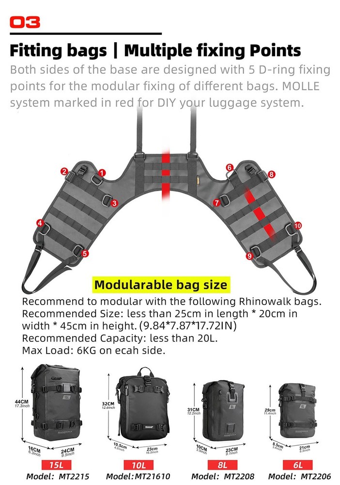 Rhinowalk Motorcycle Saddle Bag Mounting Base Saddle Base tail Luggage System