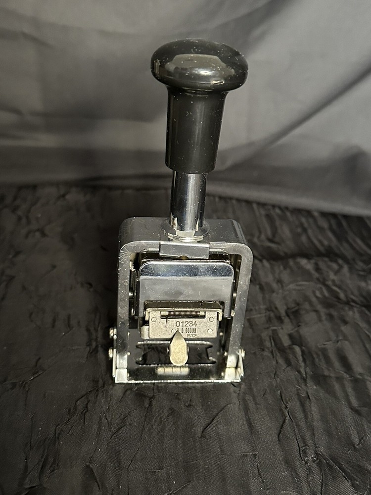 Rogers Automatic Numbering Machine Self Inking 6 Wheels 7 Actions W/Manual & Box