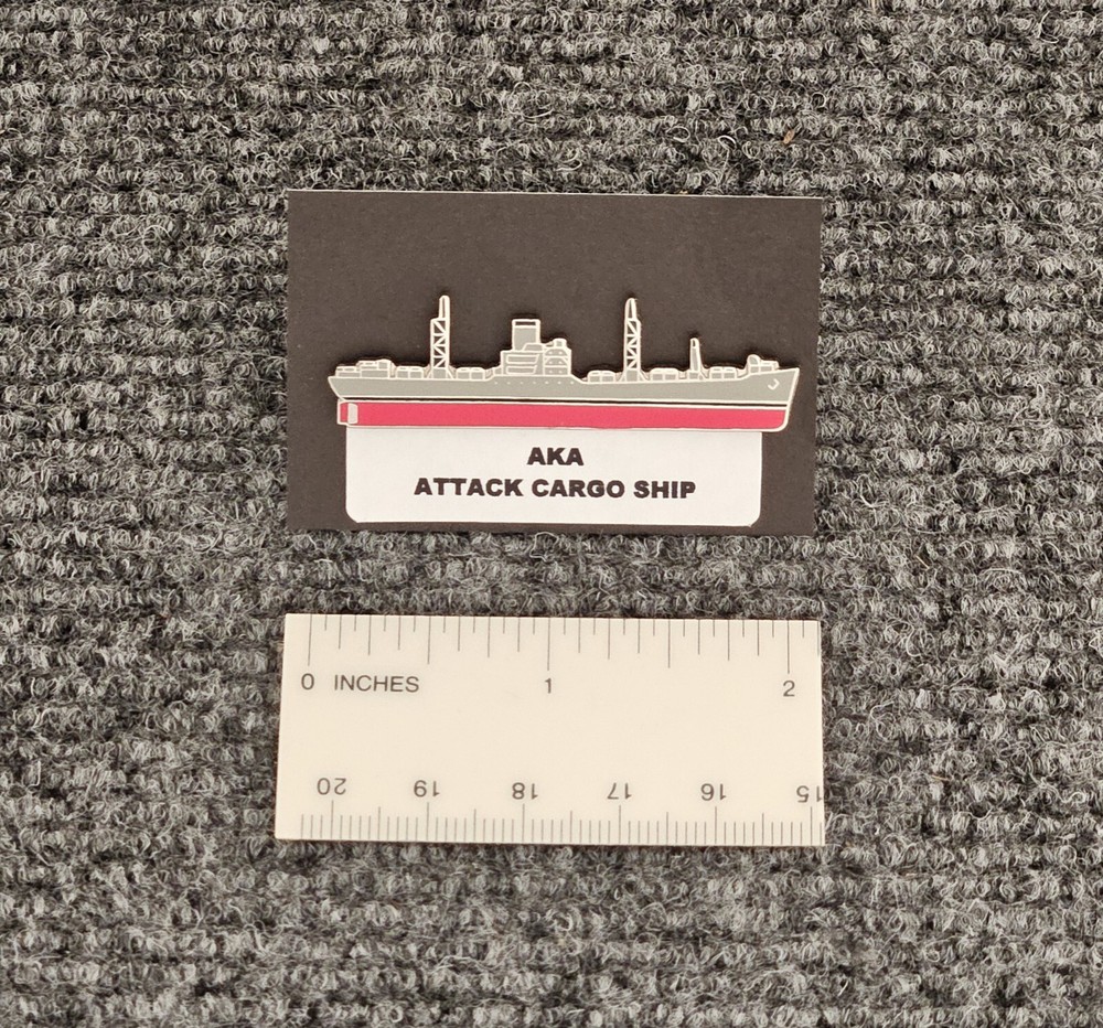 US Navy Attack Cargo Ship AKA Enamel Lapel Pin - Amphibious Navy