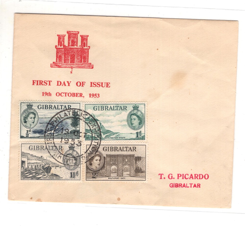 Gibraltar  cachet  first  day  cover  1953