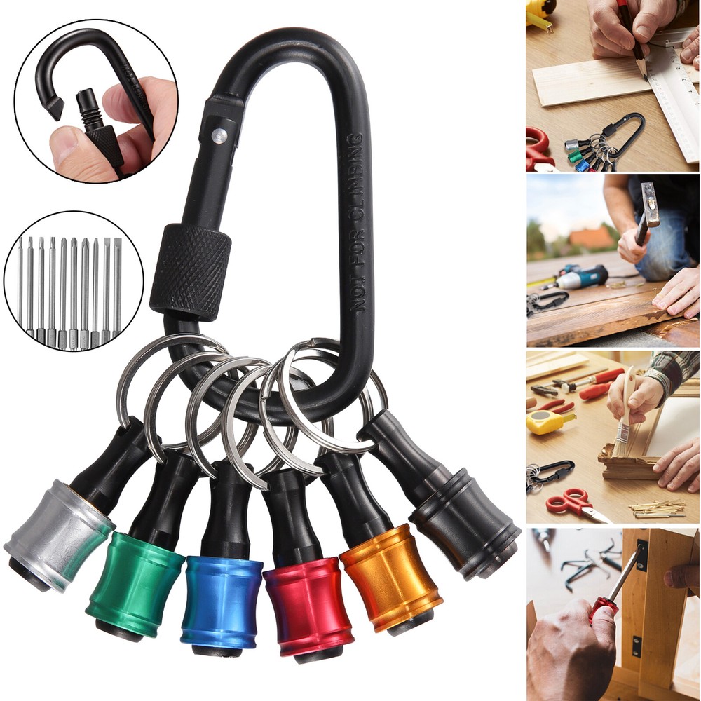 12Pcs 1/4" Hex Shank Quick Release Keychain Screwdriver Drill Bit Holder Bit Set