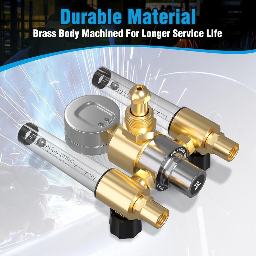 Wide Compatibility Dual Flow Meter Argon Regulator with Flow Indicator & Hoses