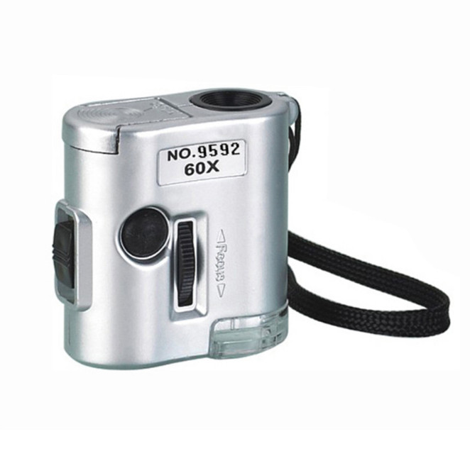 Mini 60X Microscope Jewelry Magnifier Multifunctional UV Light LED Magnifier