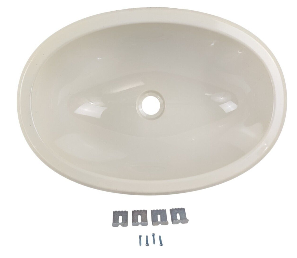 RV Bathroom Sink 17 x 12 Oval Biscuit Plastic Single Bowl Camper Trailer
