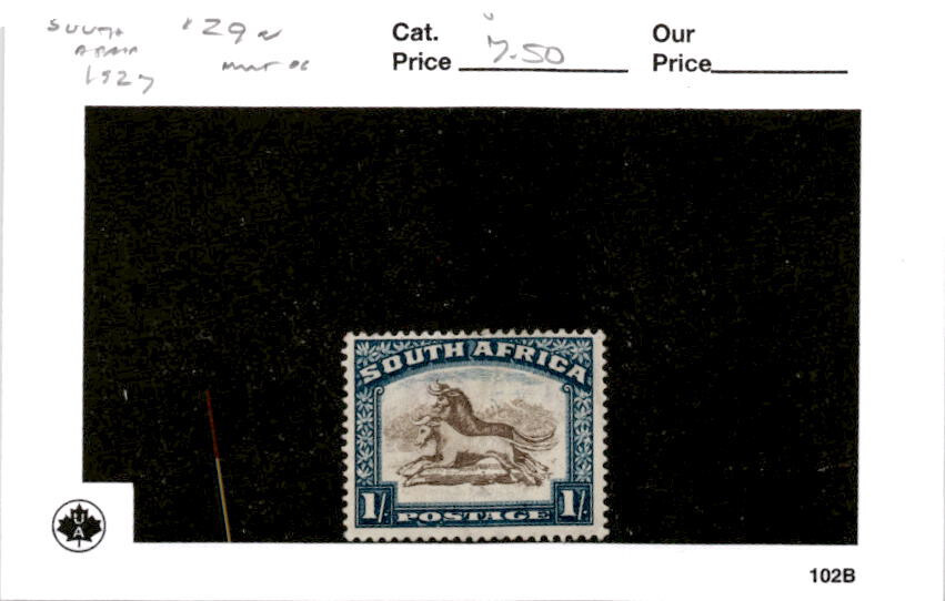 South Africa , Postage Stamp, #29a Mint HInged, 1927 Gnu (AB)