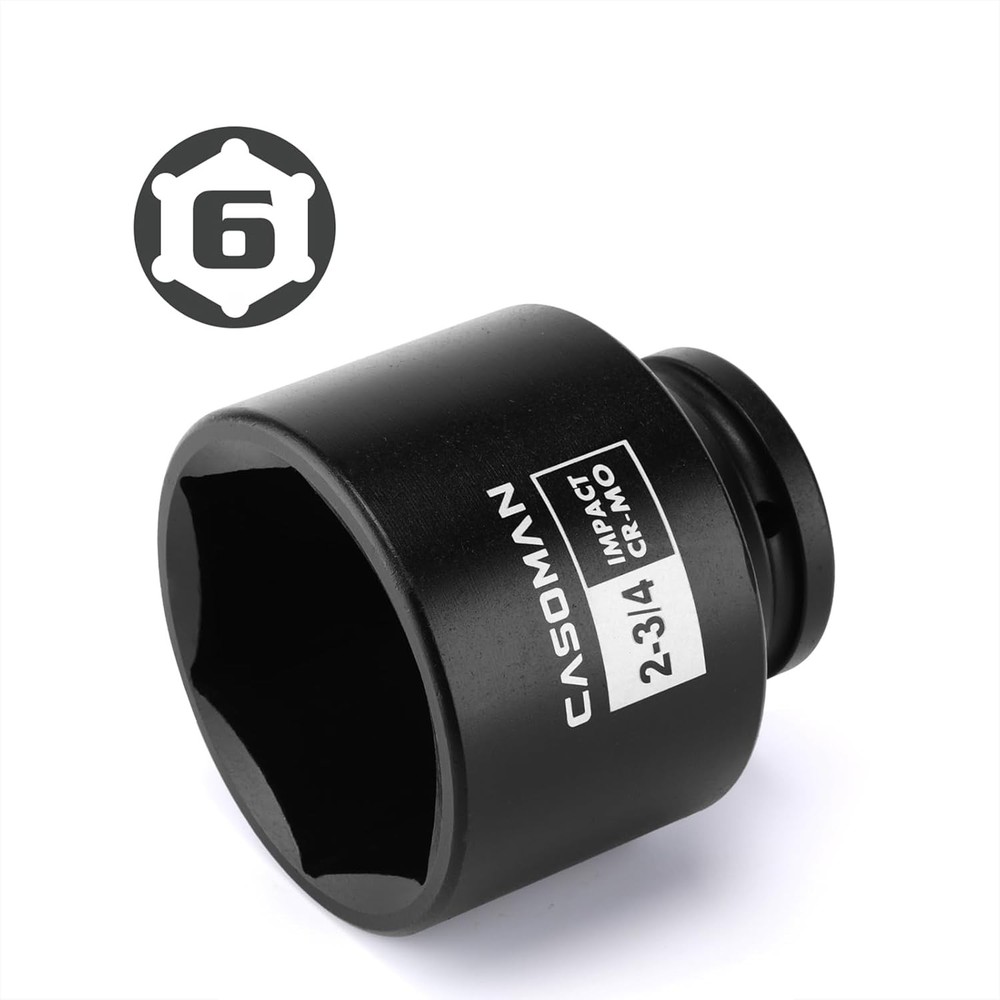 3/4" Drive x 2-3/4" Shallow Impact Socket, 6-Point, SAE, CR-MO
