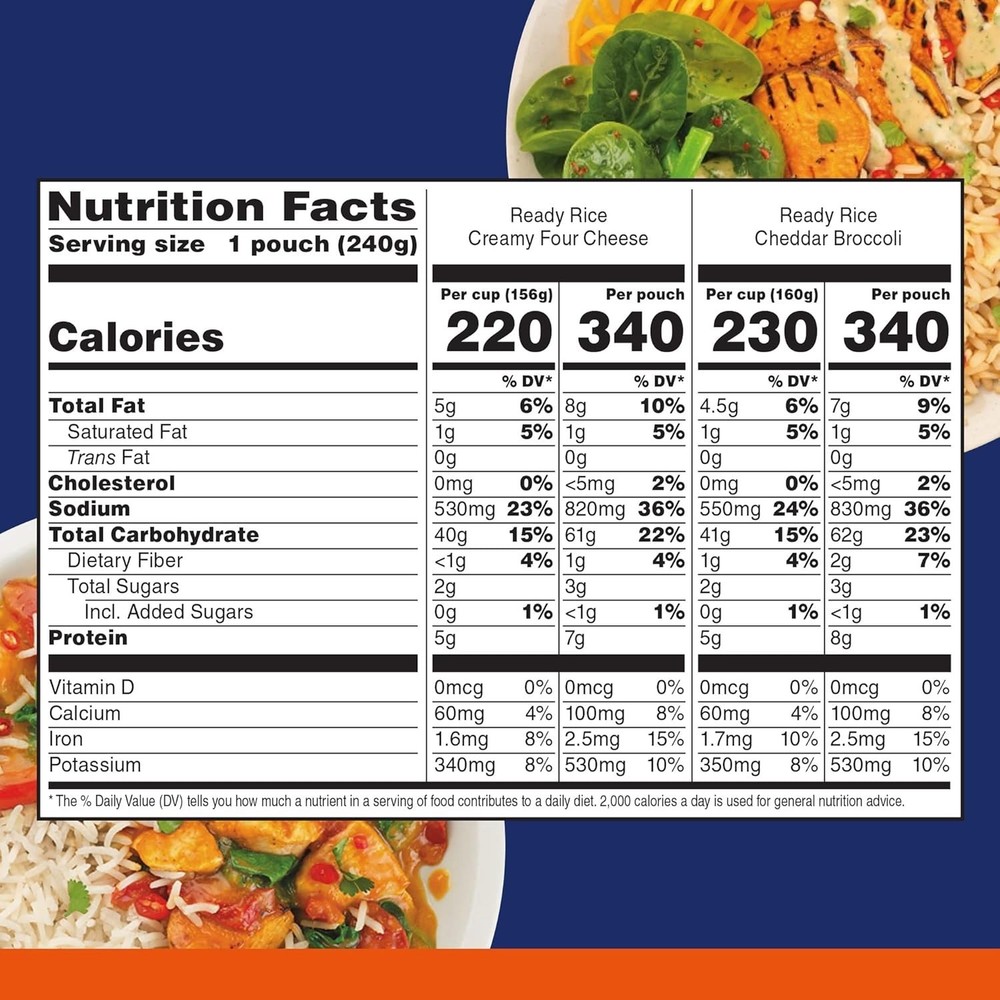 Convenient 6-Pack Ready Rice: Creamy Four Cheese & Cheddar Broccoli Flavor