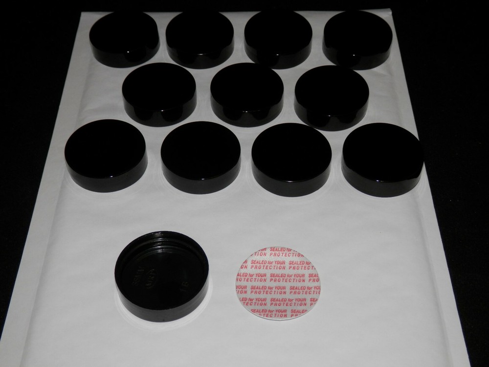 PLASTIC SCREW CAPS 12 BLACK 38/400 FITS GALLON GLASS JUGS & HALF GAL GROWLERS