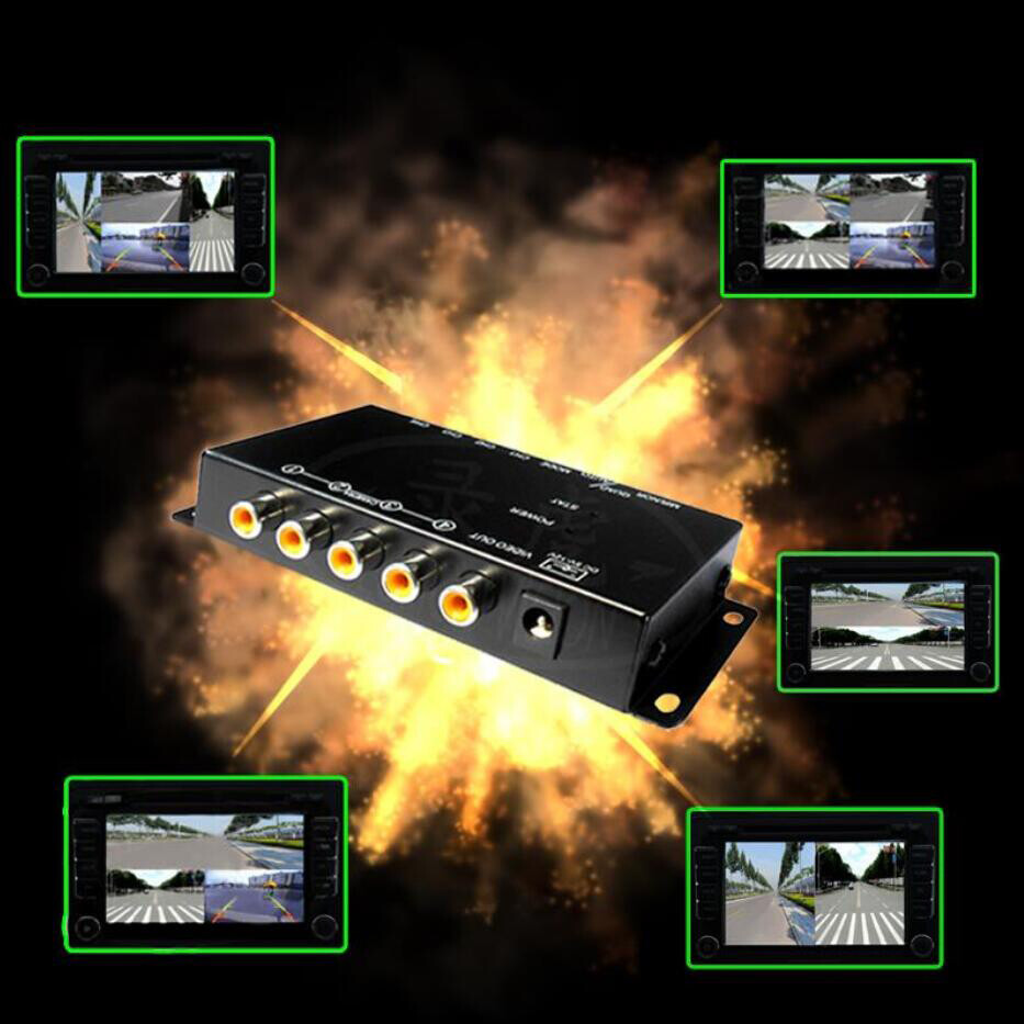 Car 4 Way camera 4 View Video Switch Parking Camera Split-Screen Image Control