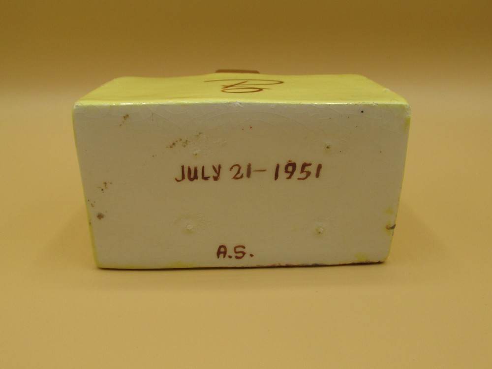 Vintage 1951 Initial "B" Pottery Match Holder Bacon's Restaurant