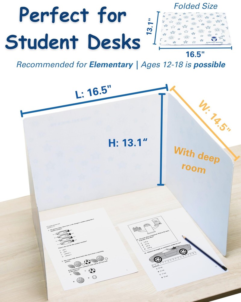 25 Privacy Folders for Students, Erasable Privacy Shields for Student Desks, ...