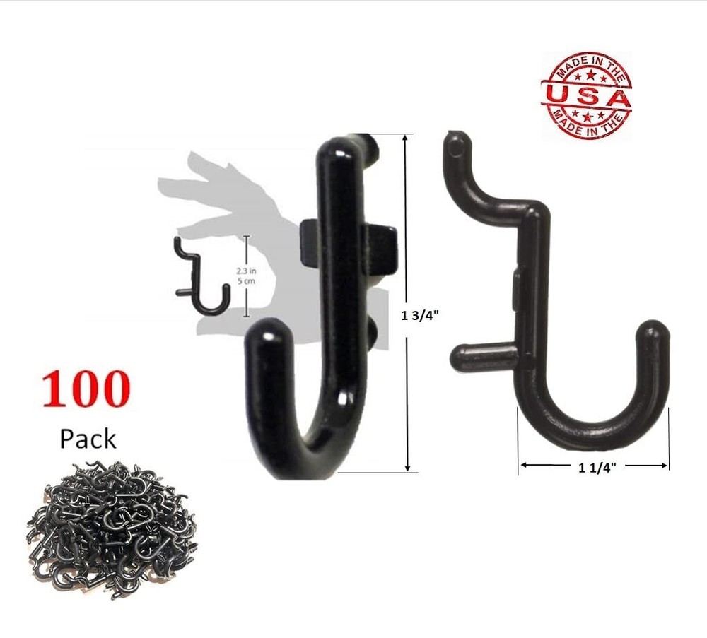 Locking Pegboard Hooks 100 PK Flex-Lock J Style Pegboard Tool Hooks