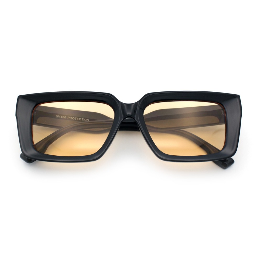 Retro Hipster Thick Beveled Frame Horn Rim Square Rectangle Sunglasses