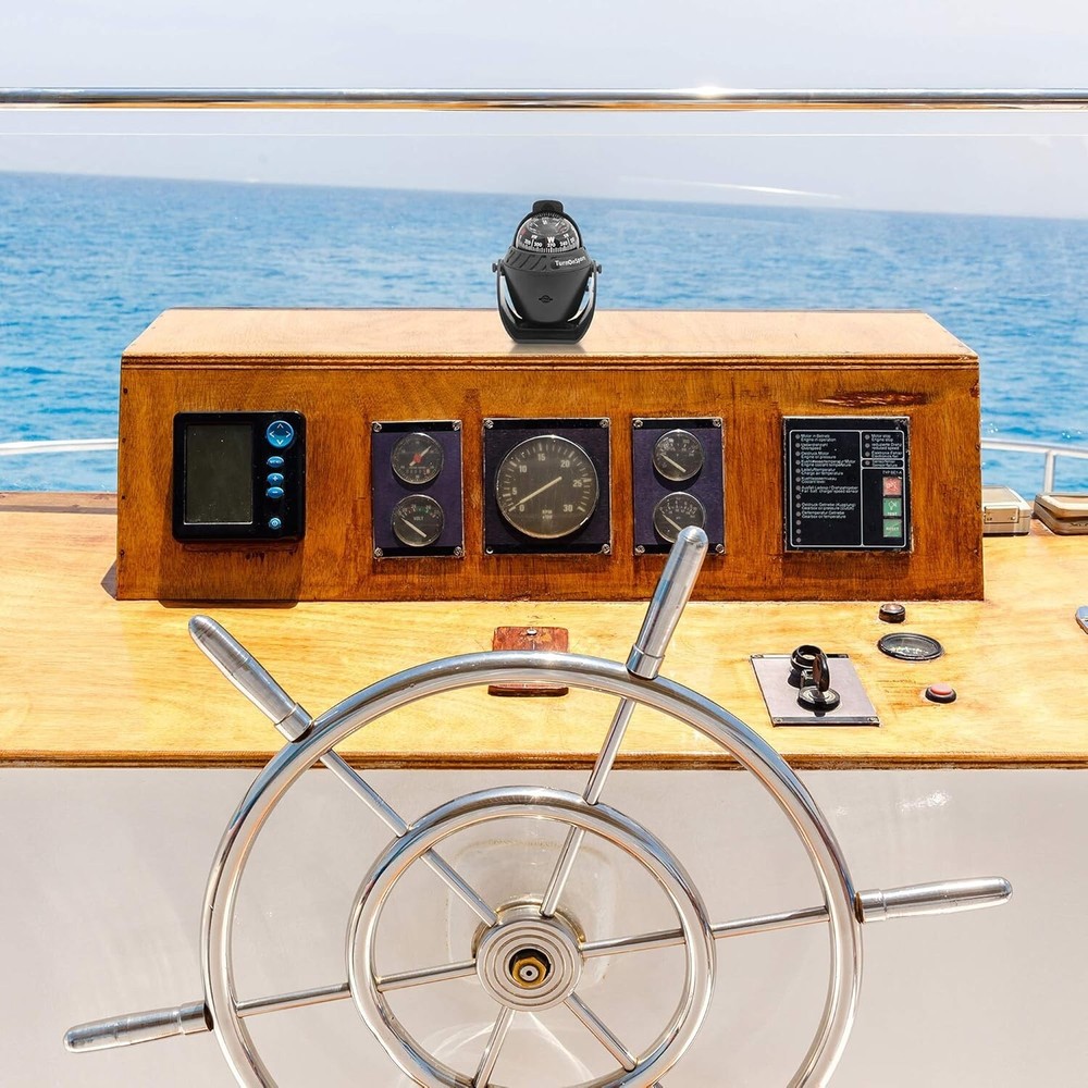 Compact Illuminated Boat Compass with Visible Lubber Line - Easy Installation