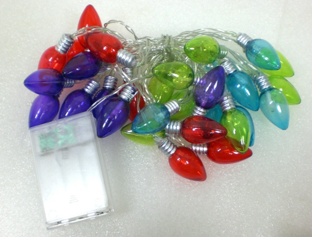 C7 Size Bulbs Battery Operated String Christmas 30 LED Light Set