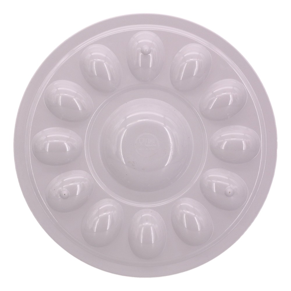 Easter Deviled Egg Serving Platter Plate 12 Egg Tray White Baby Chick 12 inch