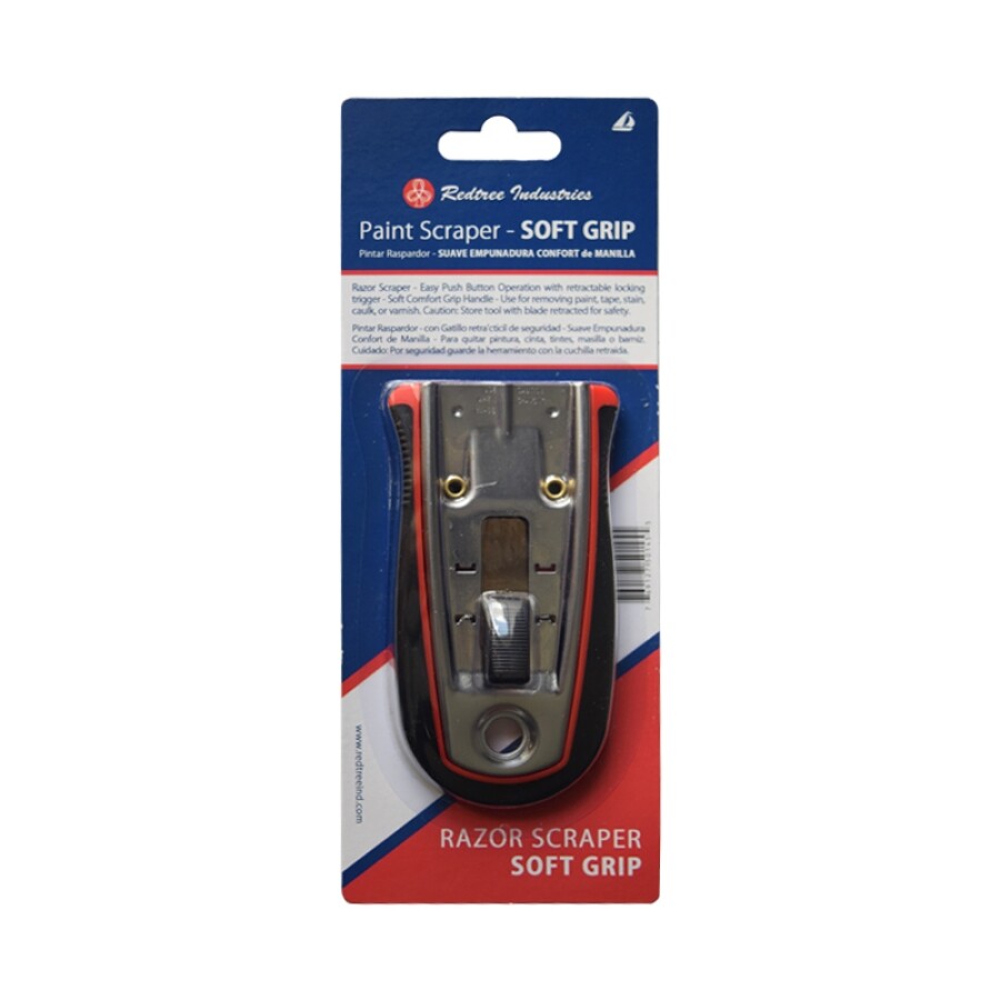Soft Grip Paint Caulk Varnish Scraper + 10-Pack Extra Blades, Redtree Industries