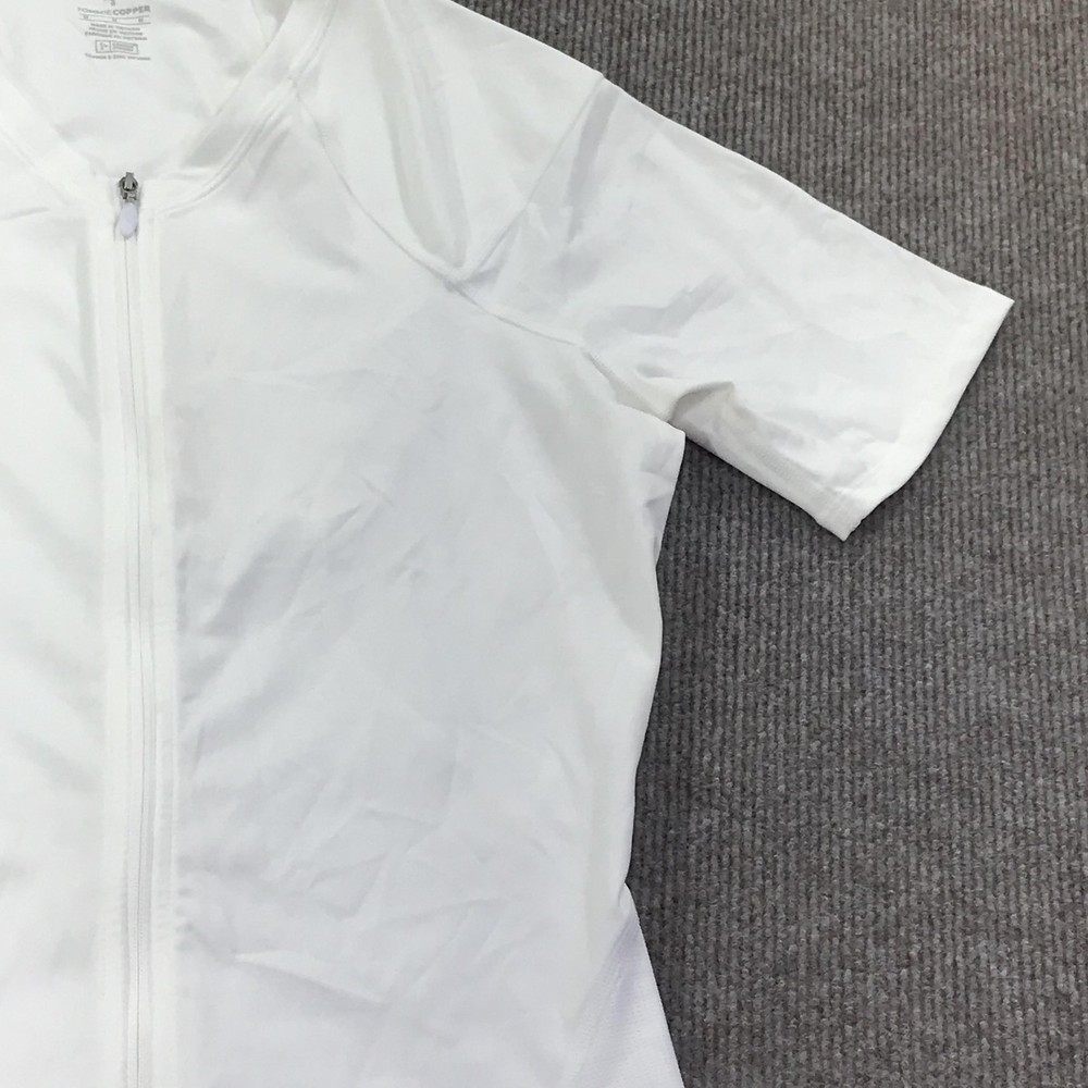 Tommie Copper Mens Medium Compression Shirt White Lower Back Support Zip Top