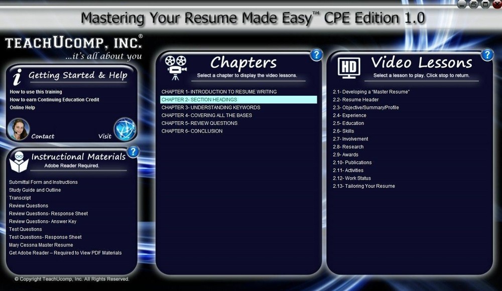Learn RESUME WRITING How to Create a Winning Resume Training DVD-ROM Course