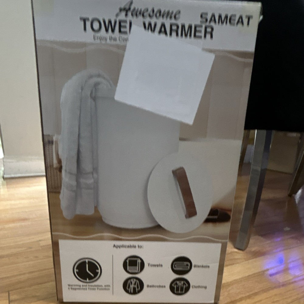 SAMEAT Towel Warmer White TW-ST1912, Fits 2 Large Towels, Rapid Heating, Timer