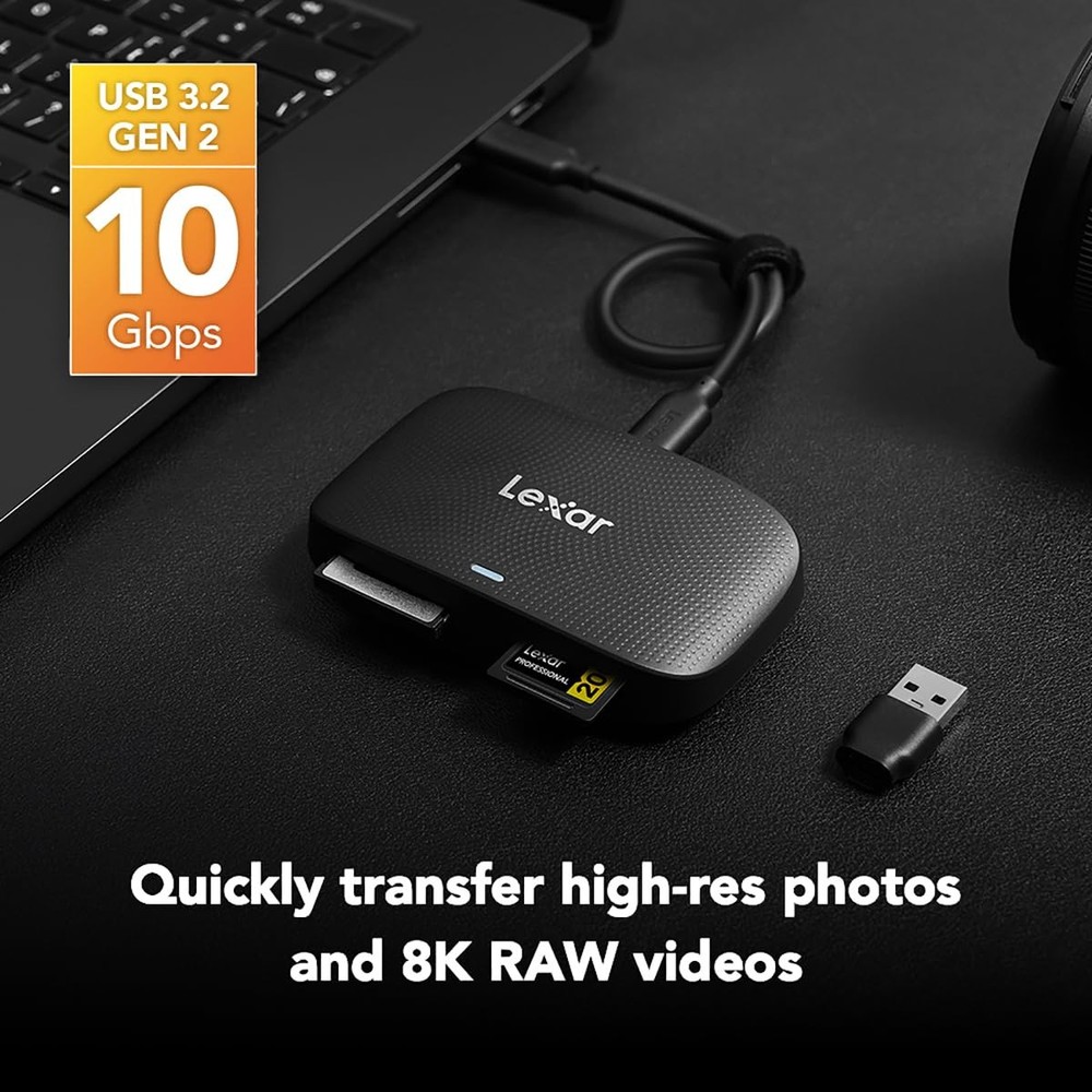 Lexar Professional CFexpress Type B / SD USB 3.2 Gen 2 Reader, Transfer Black