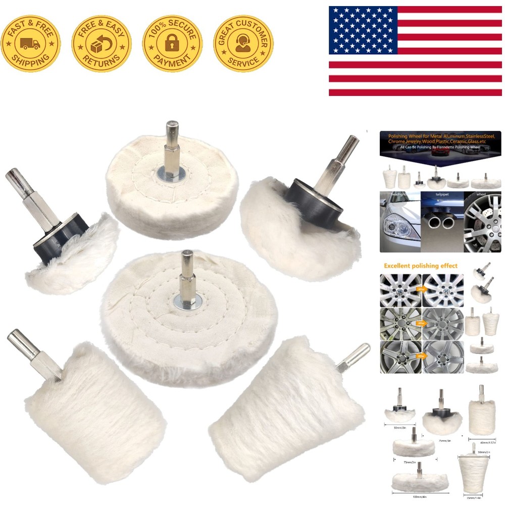 Professional Buffing Wheel Set - 6 Tools for Flawless Polishing on Any Surface
