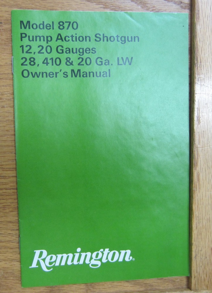 Remington 870 Owners Manual 1985