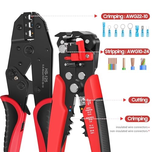 Wire Stripper and Crimping Tool Kit, 3 in 1 Self-Adjusting Wire Stripping for
