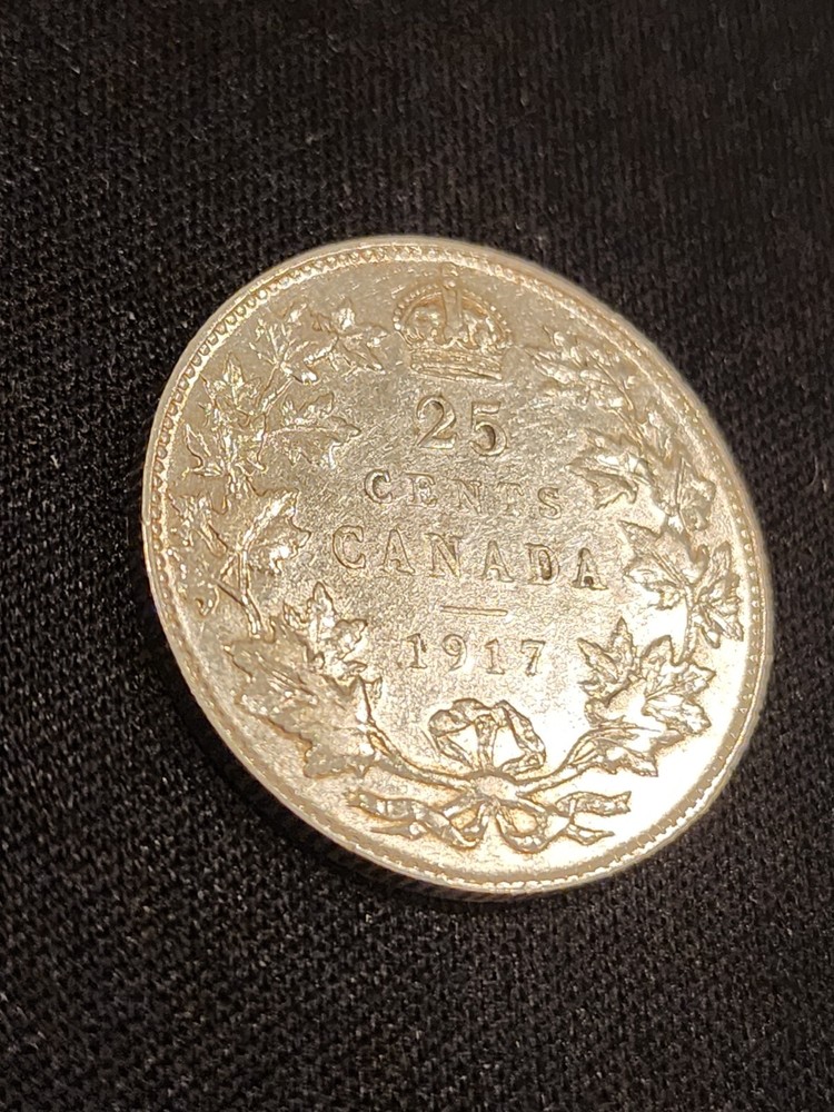 1917 Canada 25 Cents Silver Coin
