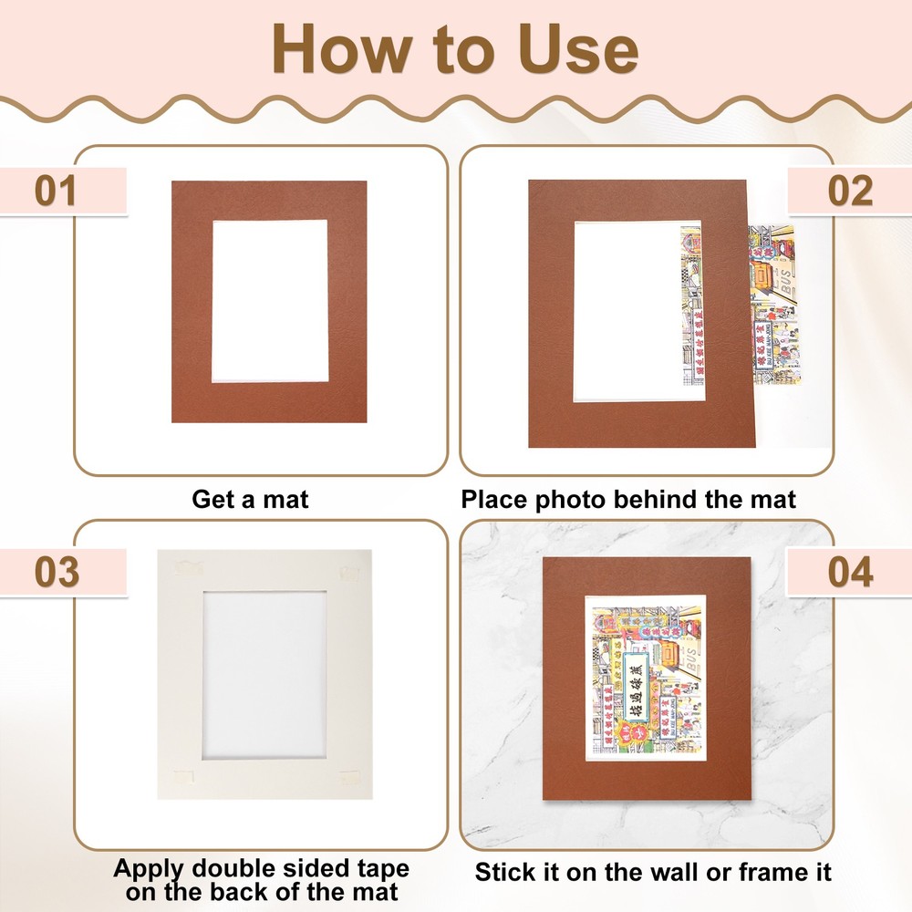 10Pcs Picture Mats, 8x10 Frame Mattes, Yellow