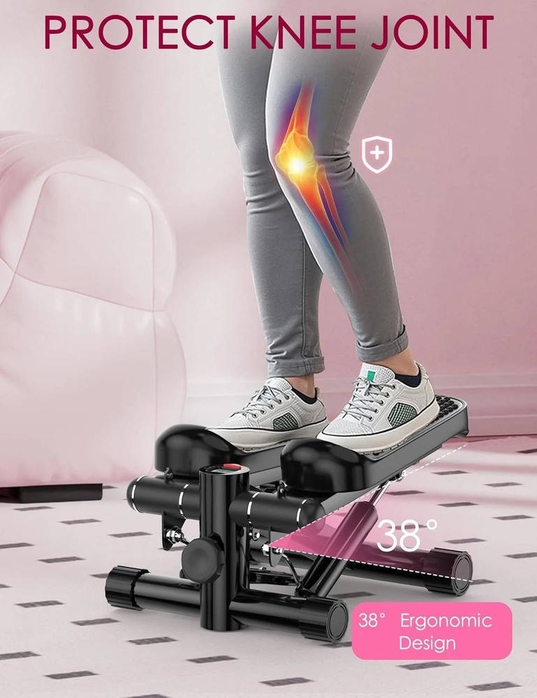 Compact Mini Stepper with Resistance Bands - 330LBS Capacity for Home Workouts
