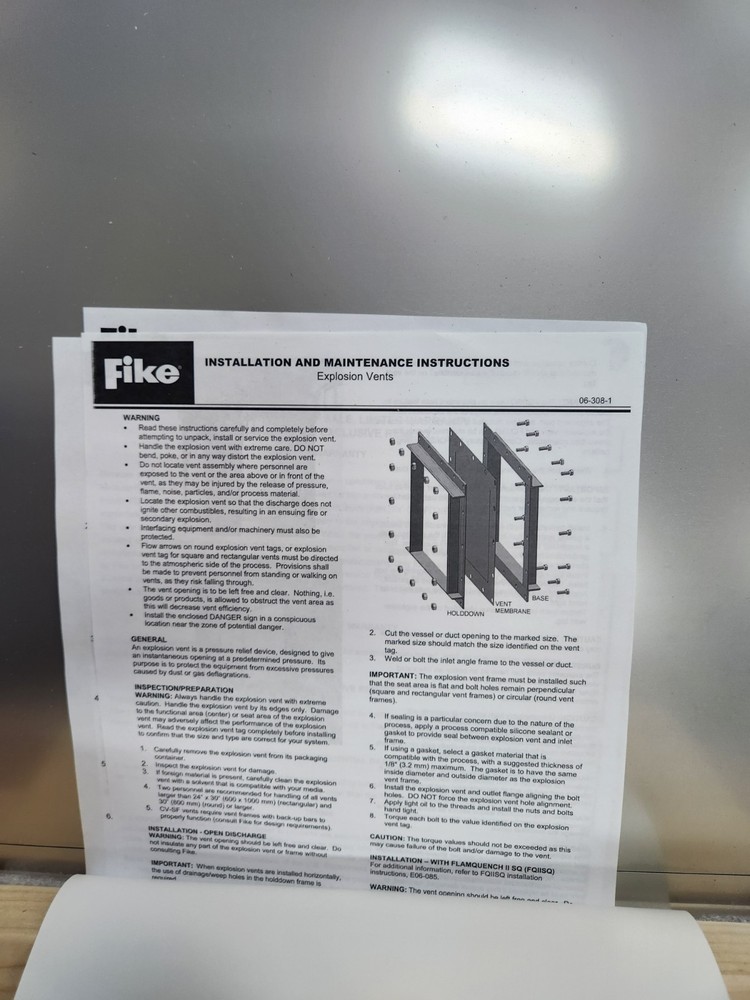NEW!! FIKE CV-S EXPLOSION VENT 47"X39"