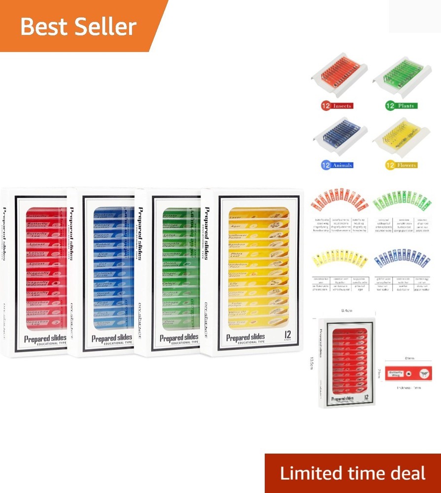 Clear Observation with 48 Biological Microscope Slides - Kid-Friendly Science