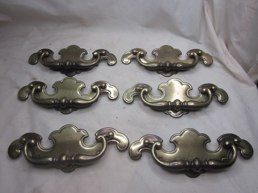 1 large vintage drawer handle drop down pull 5.25" center winged bail
