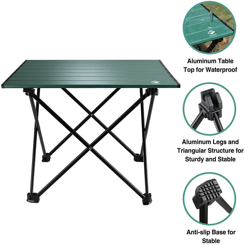 VILLEY 16" Portable Camping Side Table Ultralight Aluminum Folding Beach Table