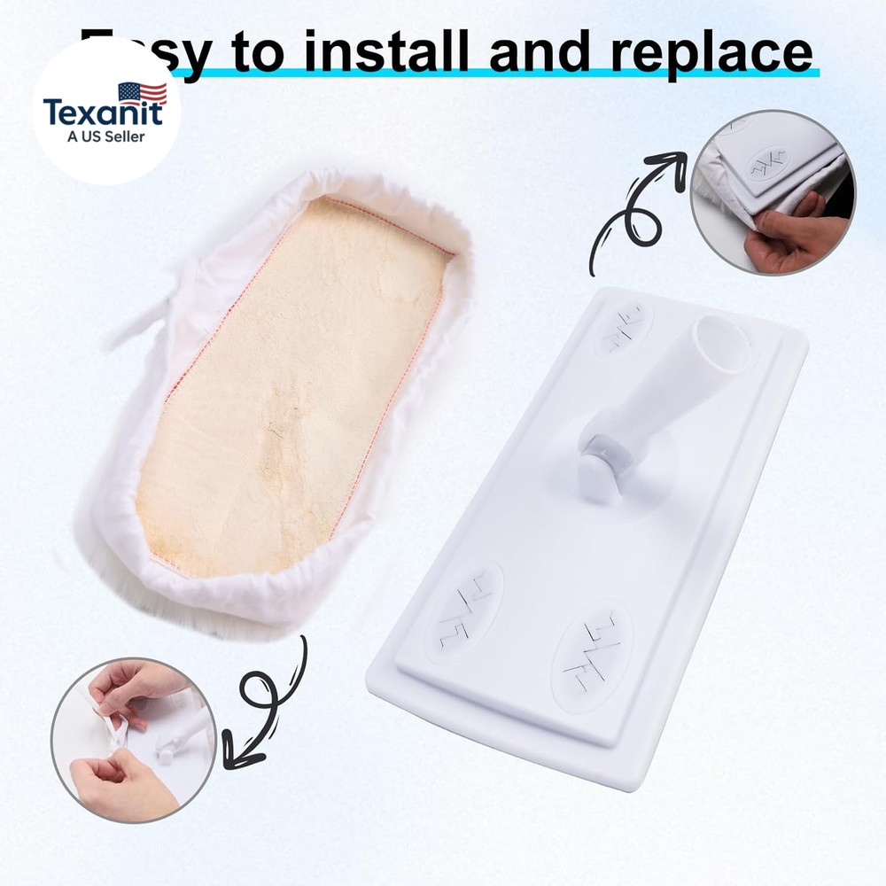 360° Adjustable Lambswool Applicator Kit, Extendable Lambskin Deck Stain Applica
