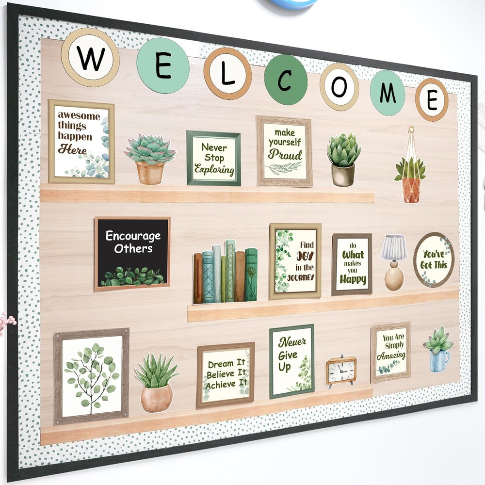 Welcome Back School Bulletin Board Decorations Eucalyptus Greenery Cutouts
