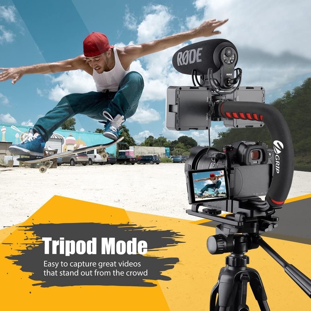 Video Action Stabilizing Handle Grip Handheld Stabilizer with Cold-Shoe Mount...