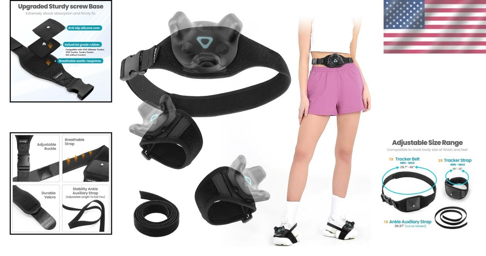 Breathable Adjustable Tracker Straps & Belt for HTC Vive 3.0 - Enhanced Comfort
