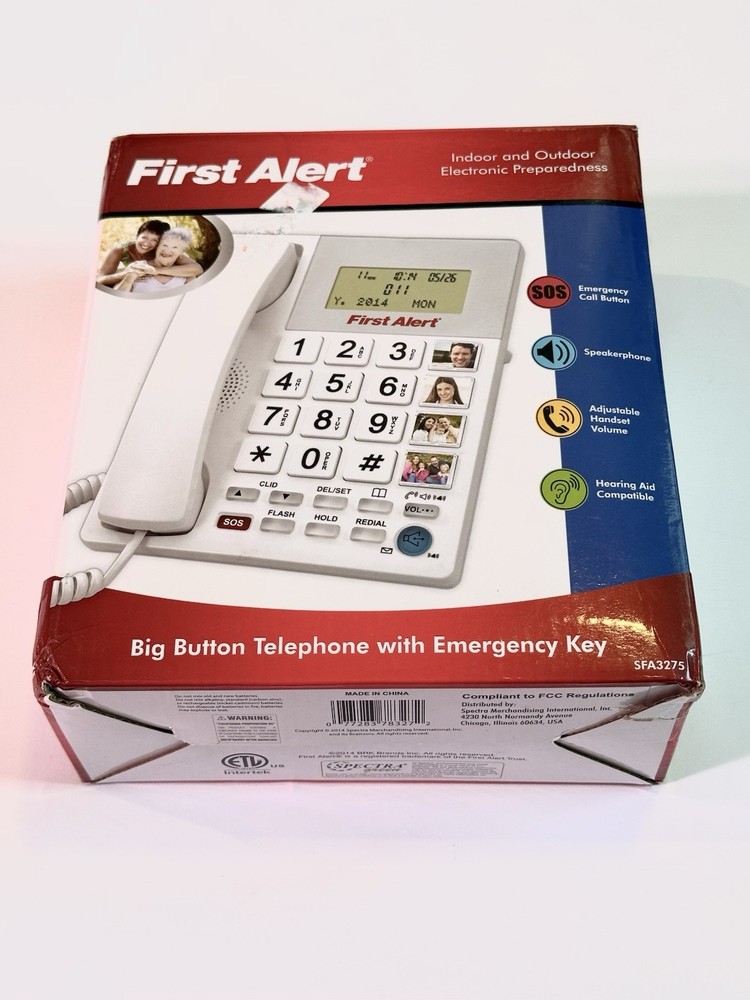 Big Button Telephone First Alert With Emergency Key Sfa 3275 Removable Pics