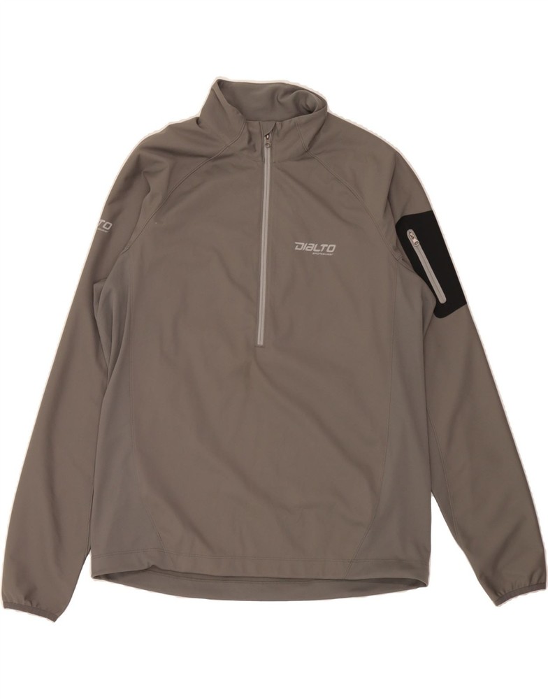 DIALTO Mens Zip Neck Pullover Tracksuit Top Large Grey Polyester DE37