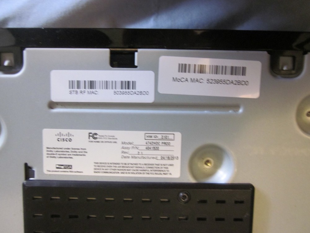 Cisco Technicolor 4742HDC2 High Definition Receiver Cable Box.--untested